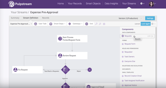 expense approvals requests data component new