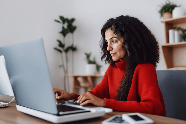 Entrepreneur working in her office